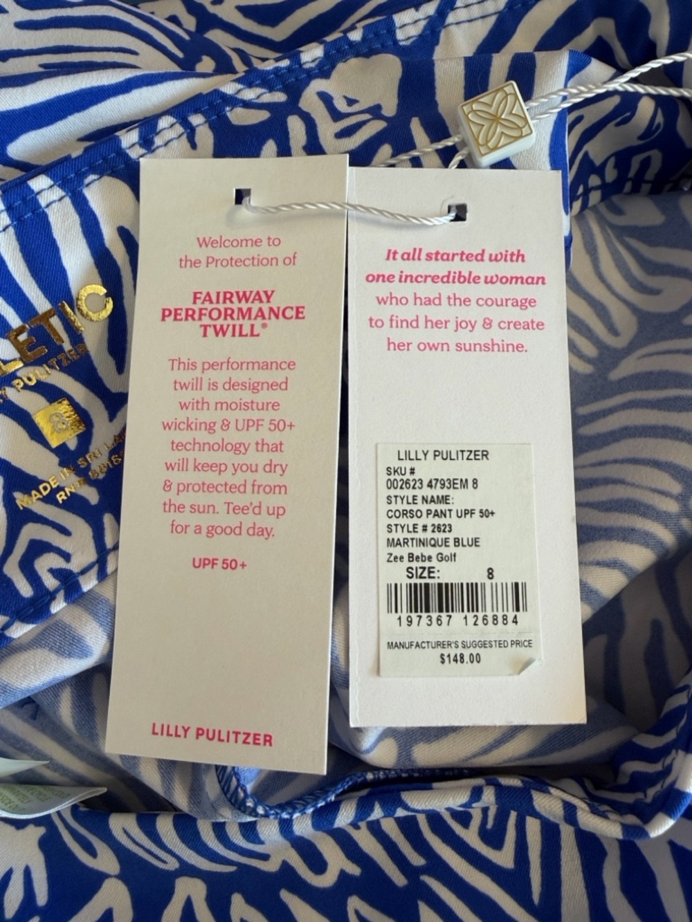 Lilly Pulitzer Corso Pant UPF 50+ in Martinique Blue, Size 8 NWT - Picture 9 of 12